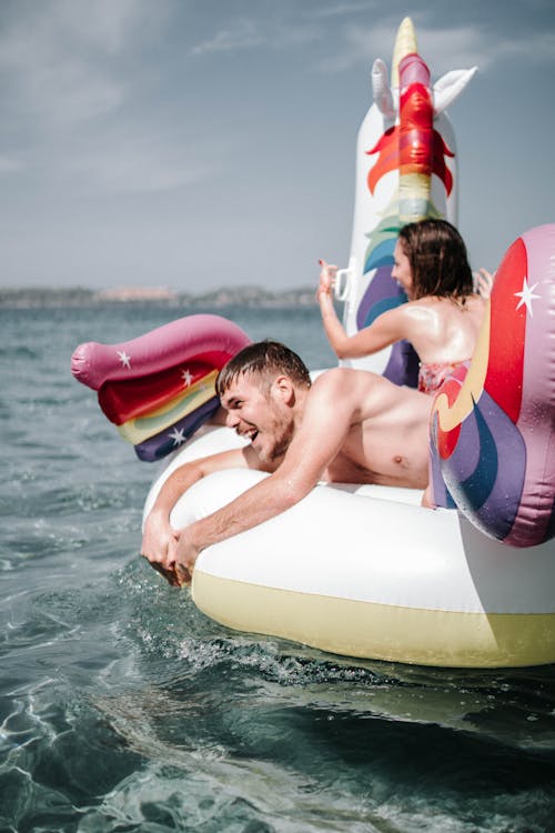 Free Couple On Inflatable Raft Stock Photo