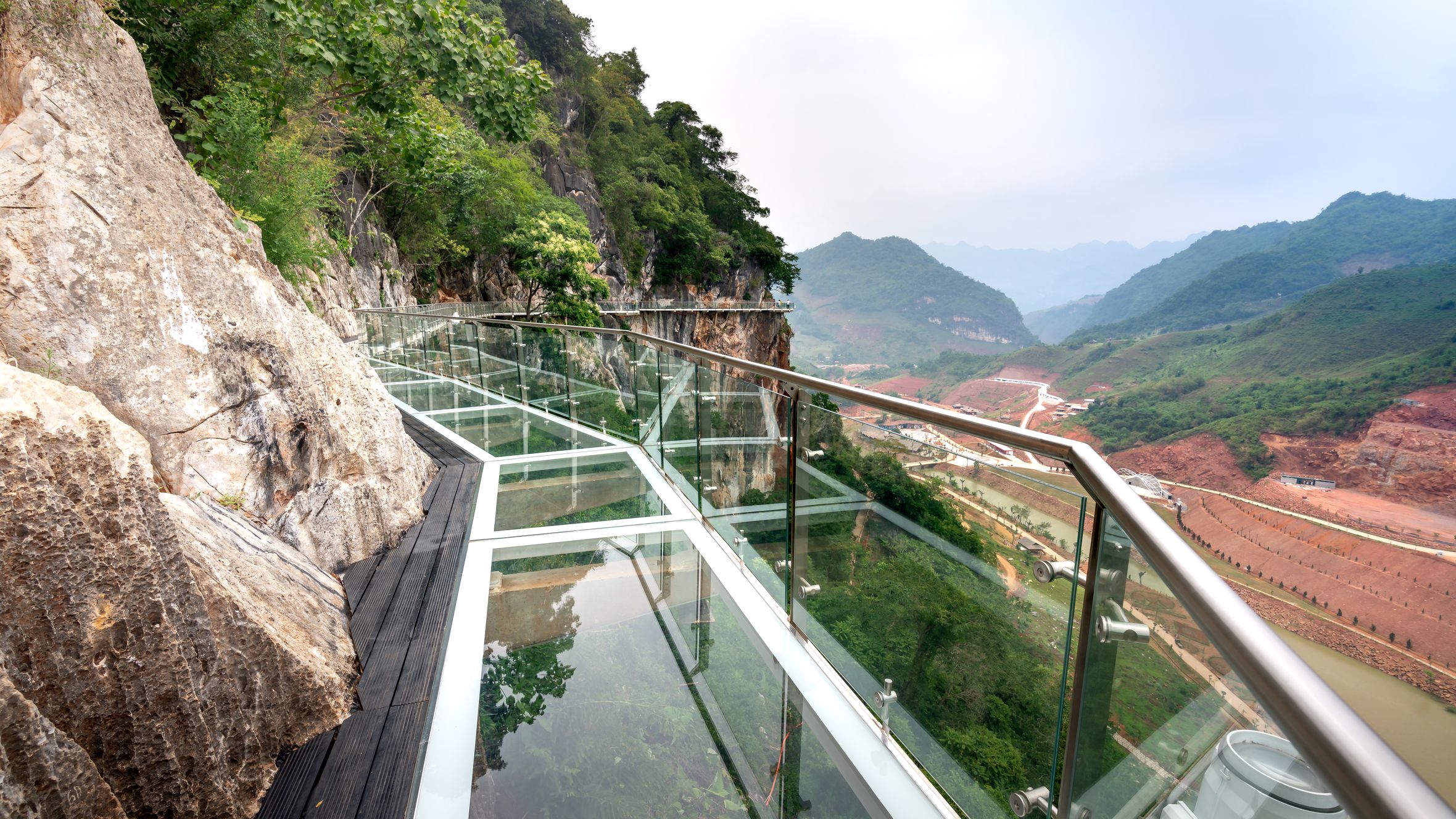 Stunning view from a famous glass bridge in Vietnam, offering a spectacular outdoor experience.