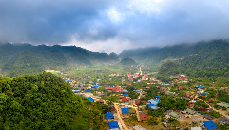 Aerial View Of A Neighborhood In The Mountains