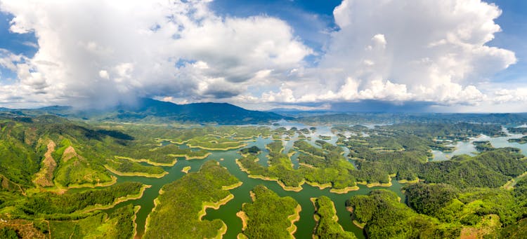 Drone Shot Of Ta Dung National Park In Vietnam