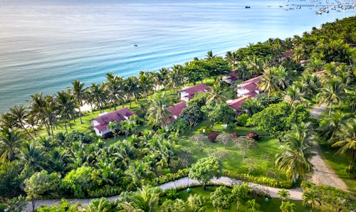 Tropical Landscape of Luxury Villas on Beach Resort