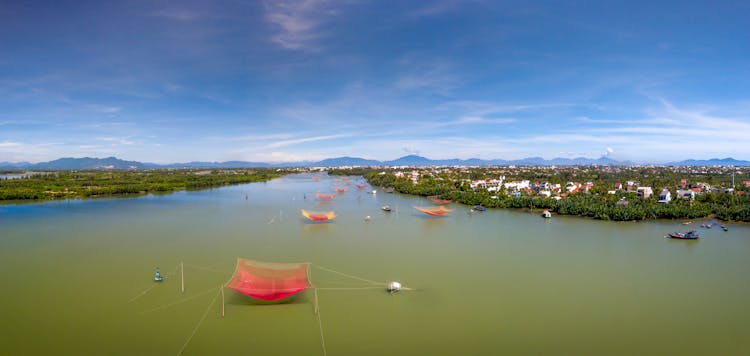 Drone Photography Of River Between Lands