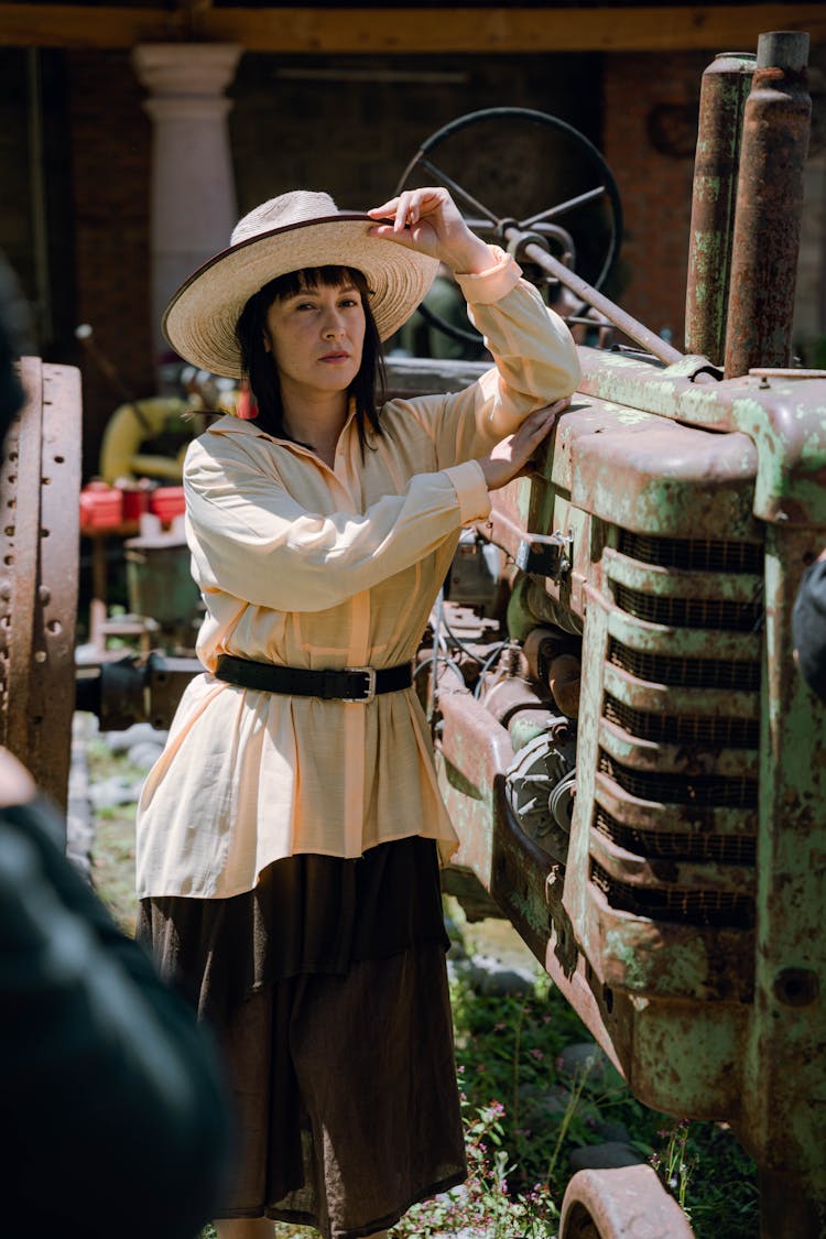 Woman In Hat And Shirt