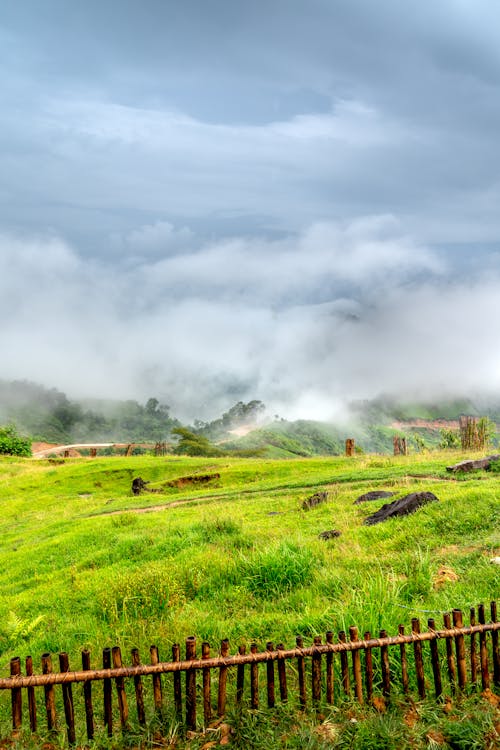 Gratis stockfoto met bergen, bewolkte lucht, gras