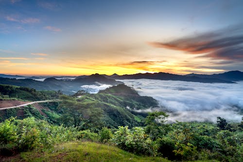 Photos gratuites de brouillard, coucher de soleil, espace extérieur