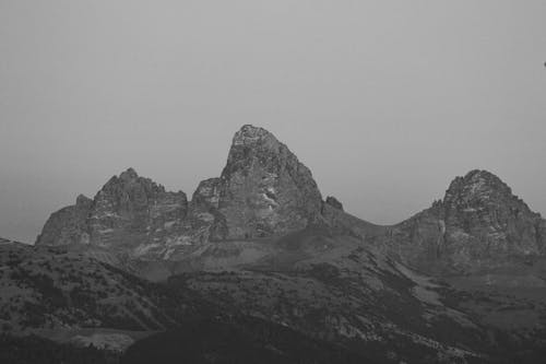 Grayscale Photo of Rocky Mountain