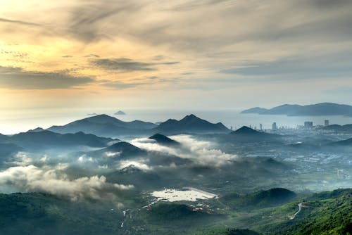 Foggy Mountain Valley During Sunset