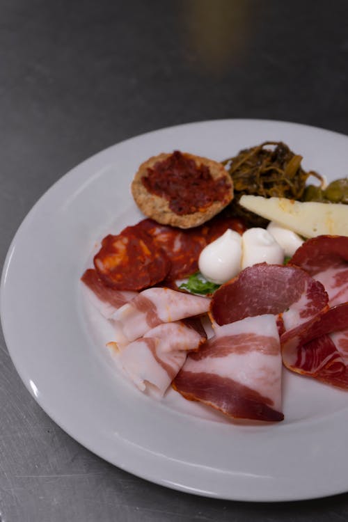 Raw Meat on Ceramic Plate