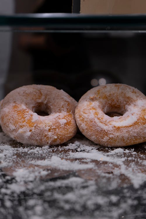 Free Donuts Sprinkled with White Powder  Stock Photo