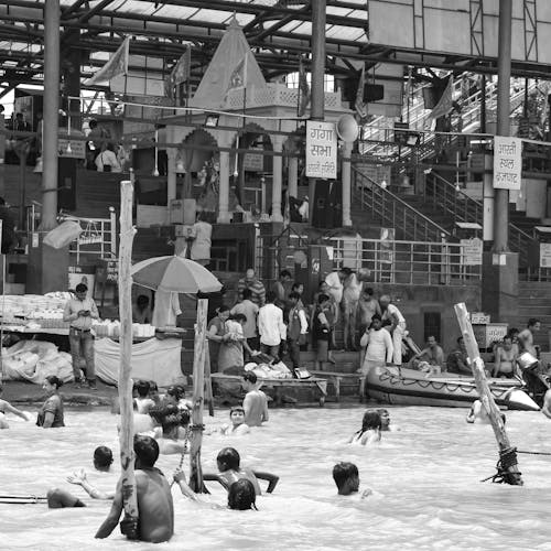 People Bathing in a River 