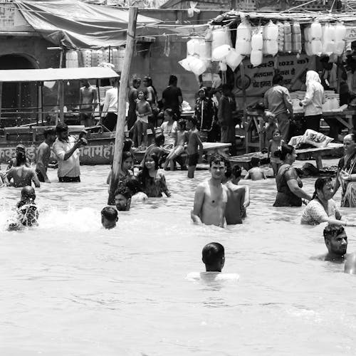 People Bathing in a River 