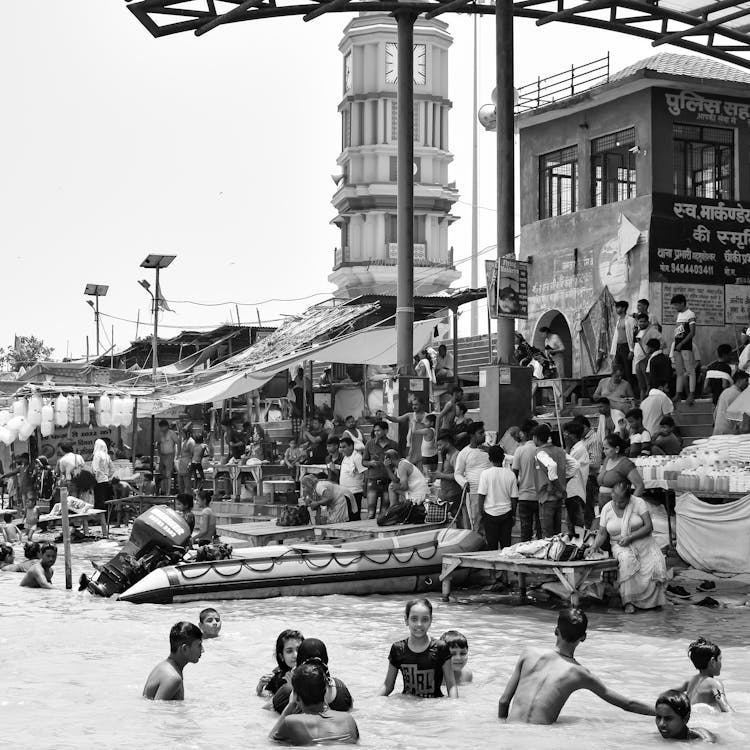 People in a River 