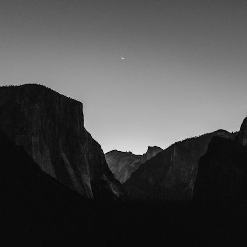Silhouetted Mountains in Yosemite National Park