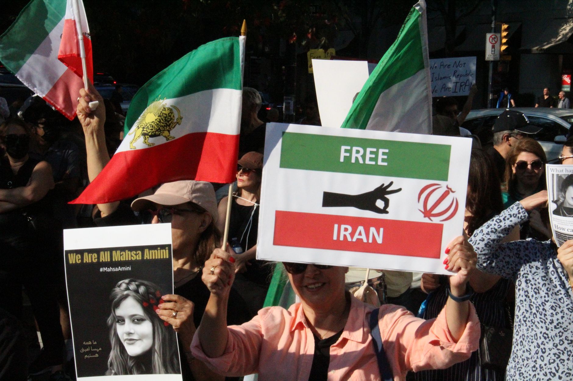 Protesters in Vancouver advocate for Iranian freedom and justice.
