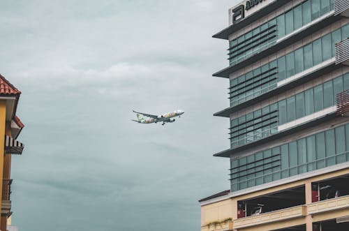 A Commercial Airplane Flying in a Cloudy Sky