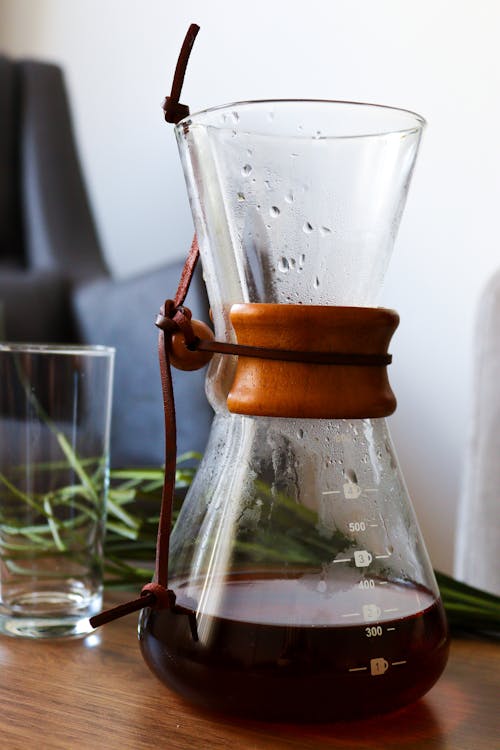 Free Brewed Coffee in a Glass Chemex Stock Photo