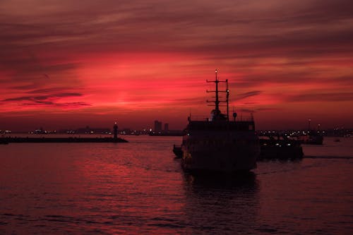 Ship on the Ocean during Sunset