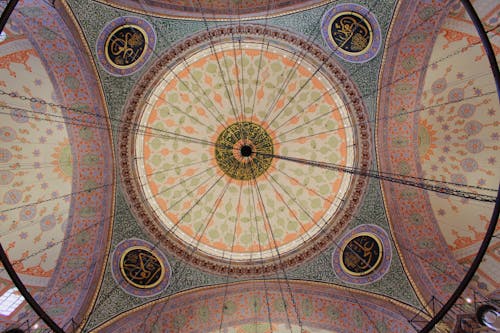 Low Angle Shot of a Mosque Ceiling 