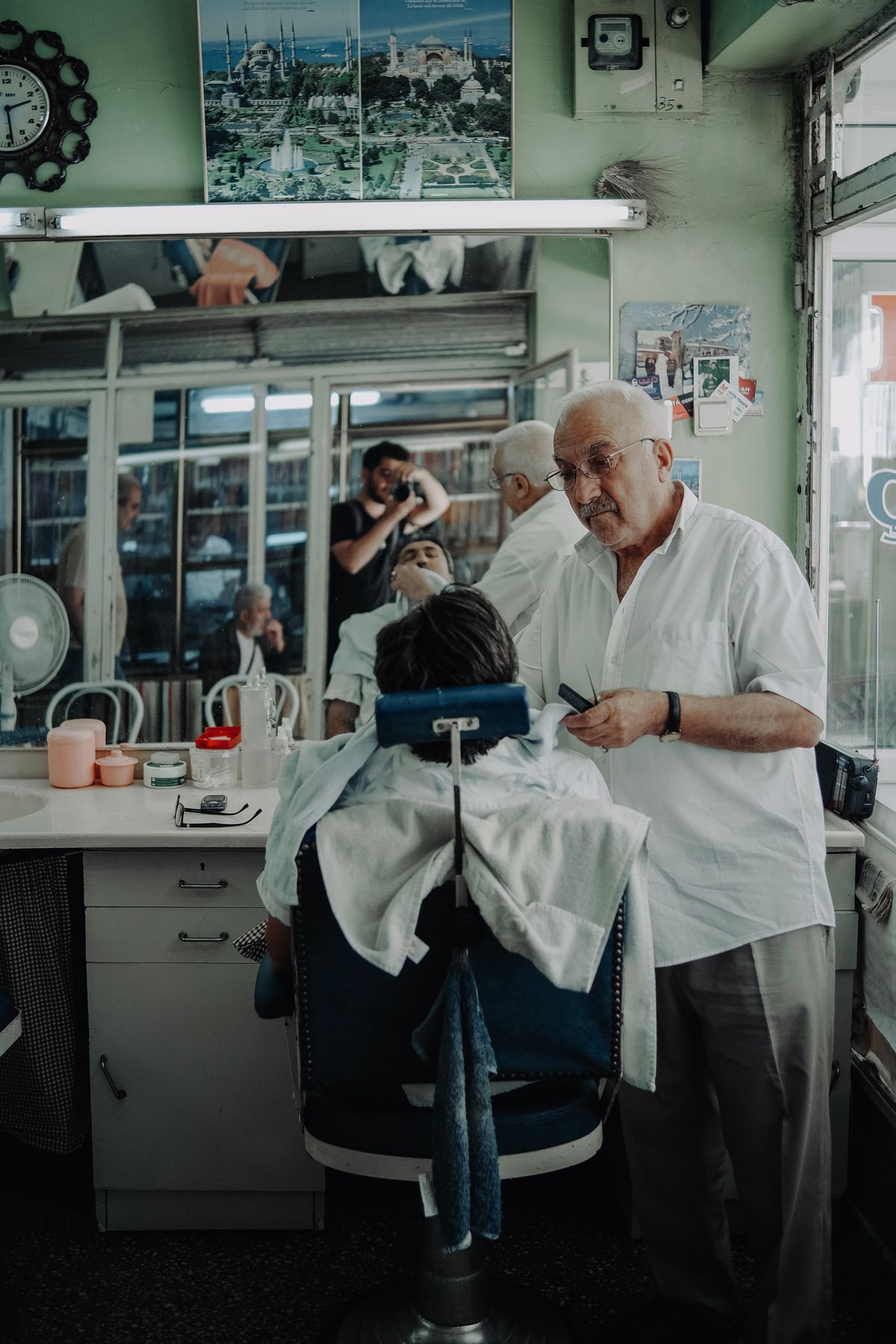 Hot towel straight razor shave