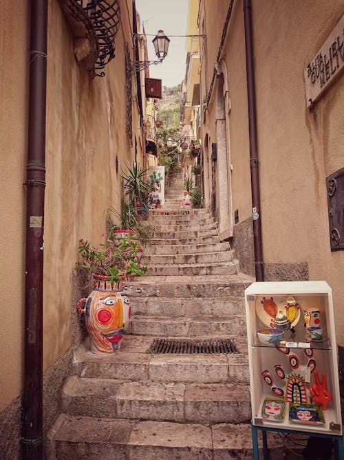 Základová fotografie zdarma na téma hrnkové rostliny, Itálie, schodiště