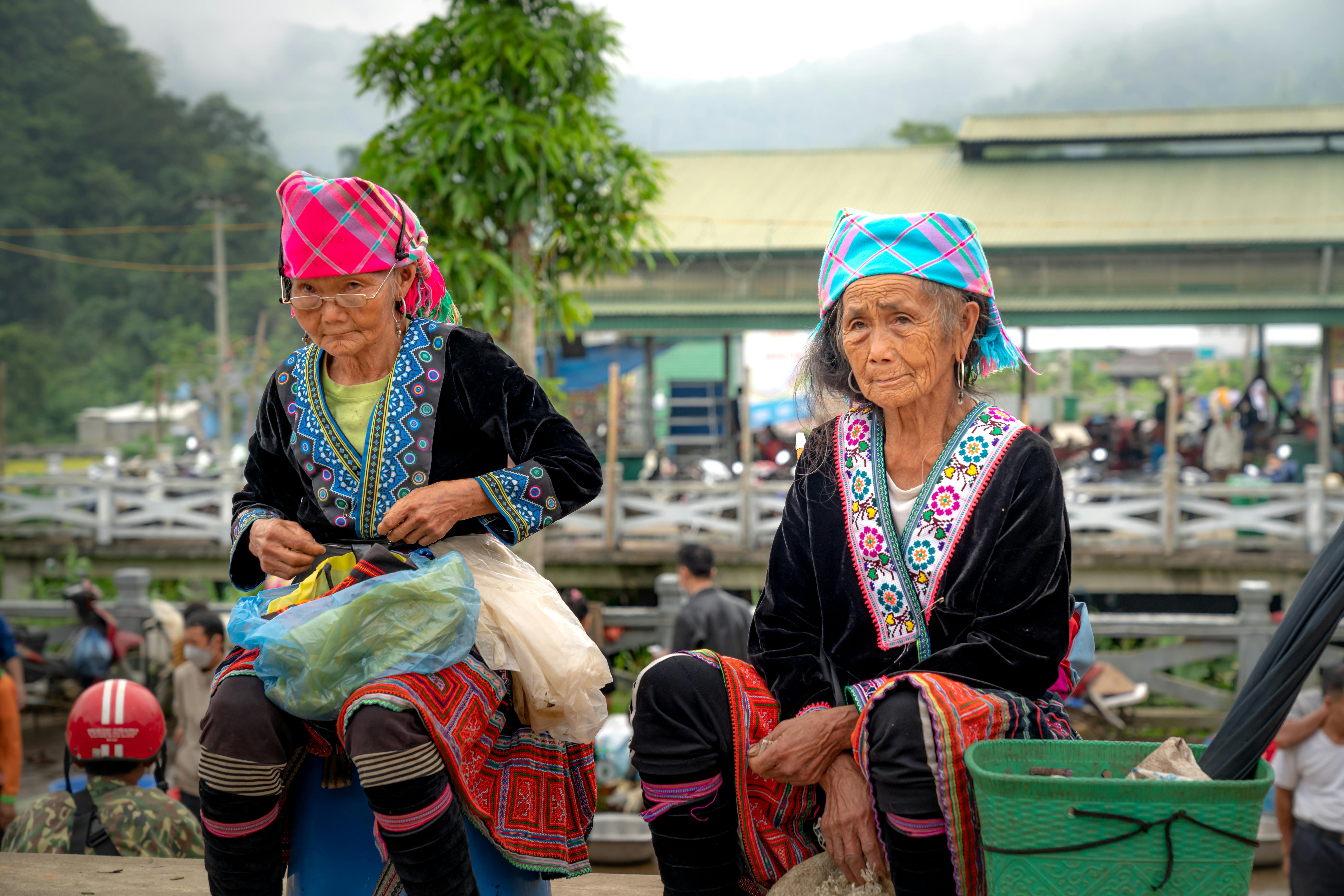 Portrait of Elderly Women in Handmade Clothes