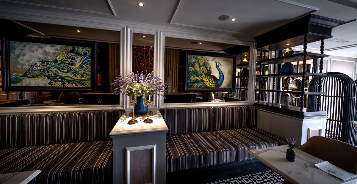 Refined hotel lounge and culinary venue interior