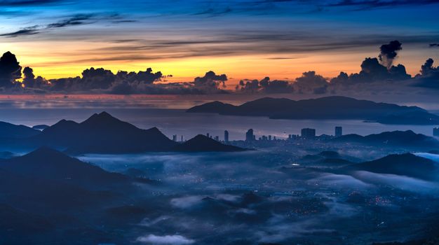 Silhouette of Mountains during Sunset