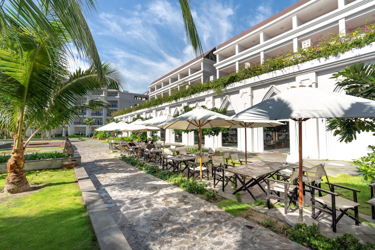 Seats And Umbrellas In Resort