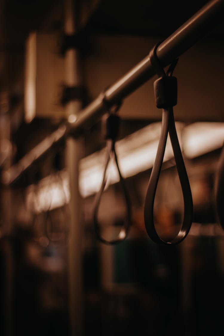 Close-up Of The Handles In A Public Train