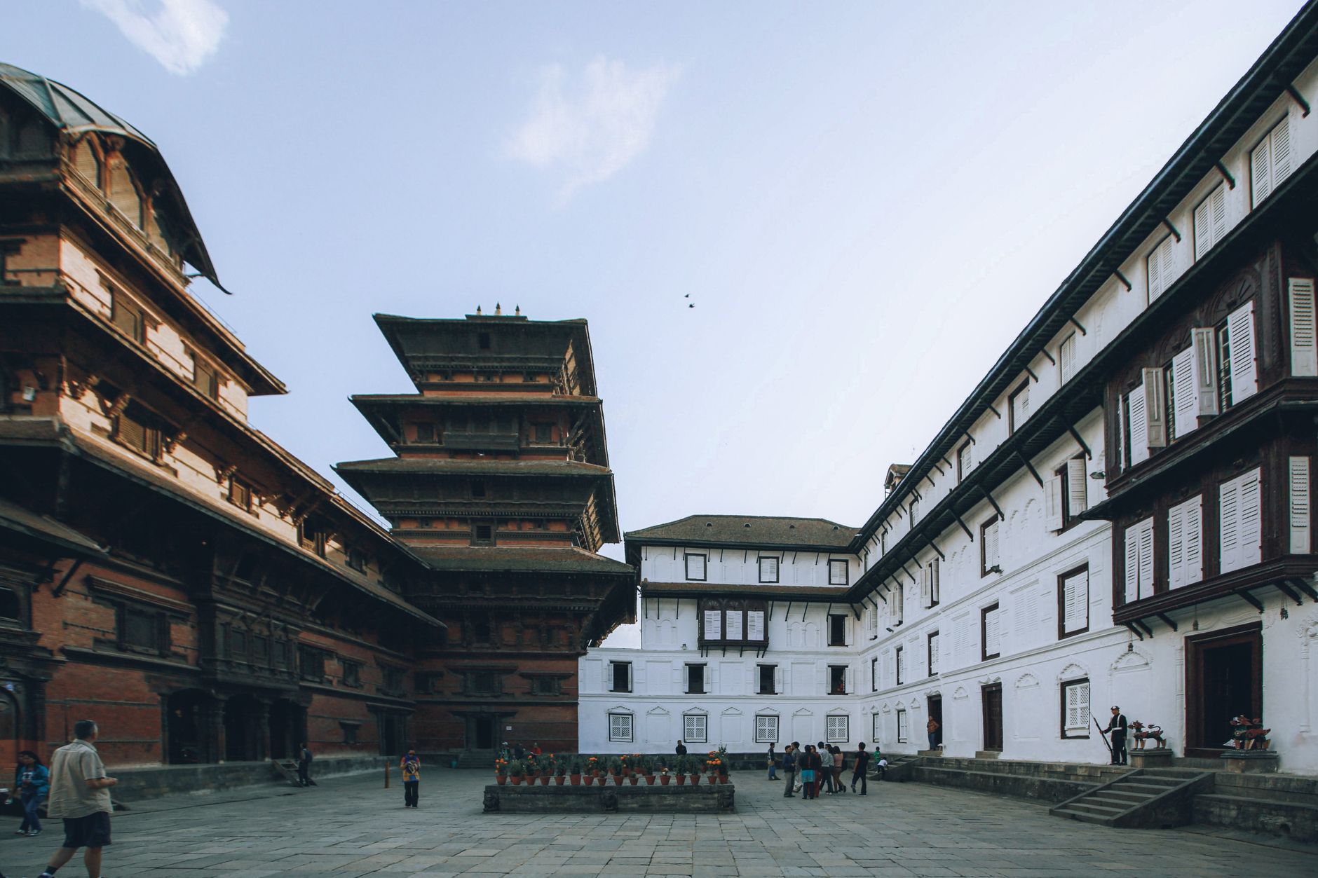 Stunning courtyard with traditional Nepalese architecture showcasing rich historical design.