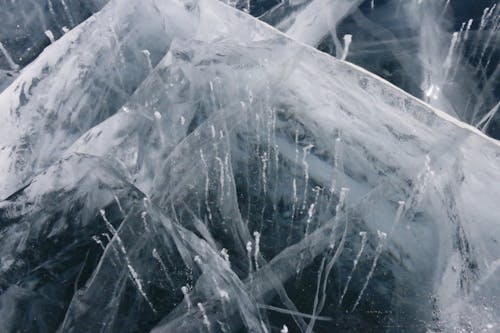 Close-up of Cracks in Thick Ice 