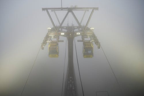 Cable Car Covered with Fog 