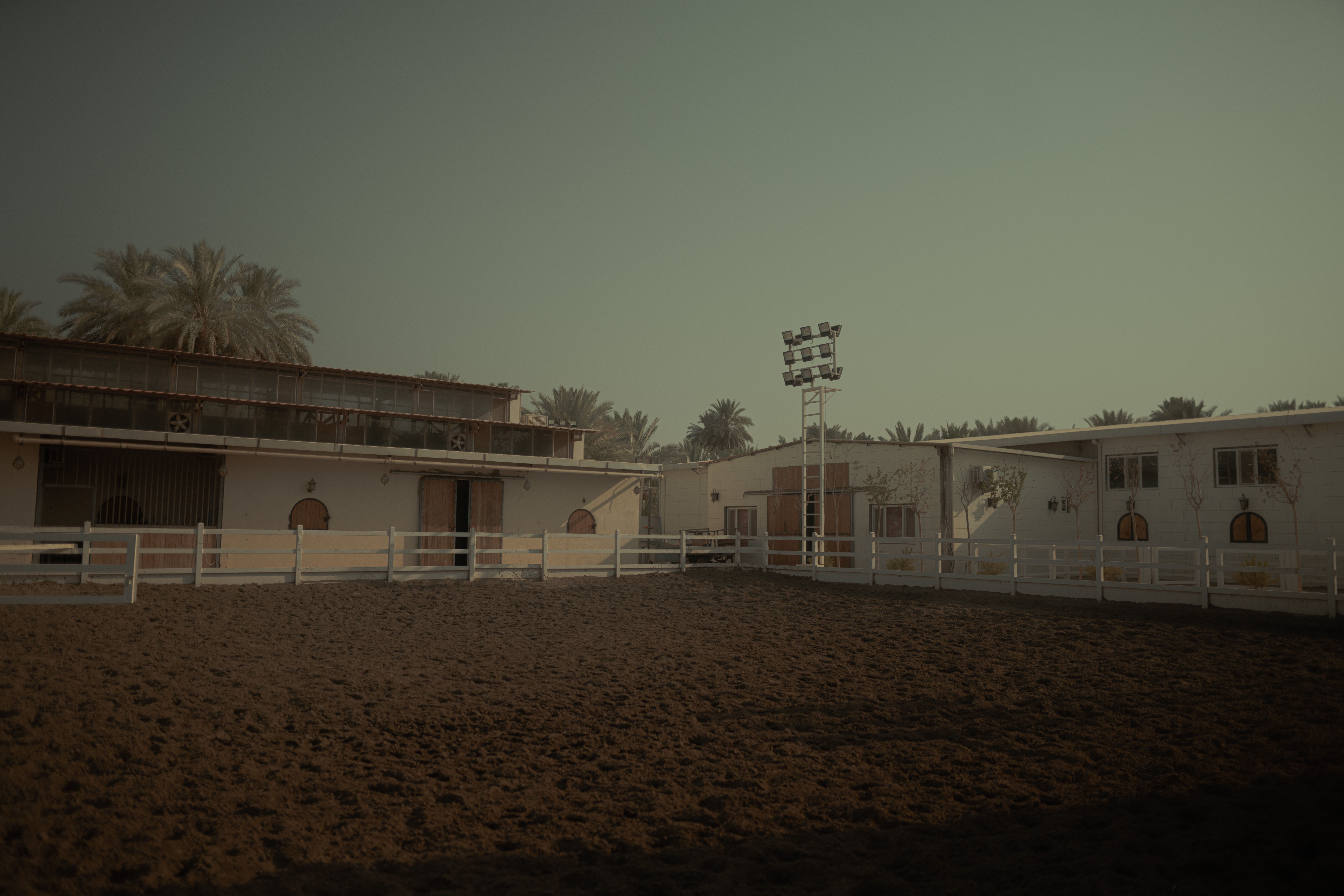 empty horse arena twilight