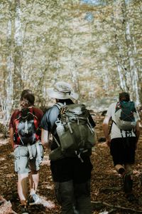 Three walkers on an autumn forest track, photo by kwnos Iv on Pexels