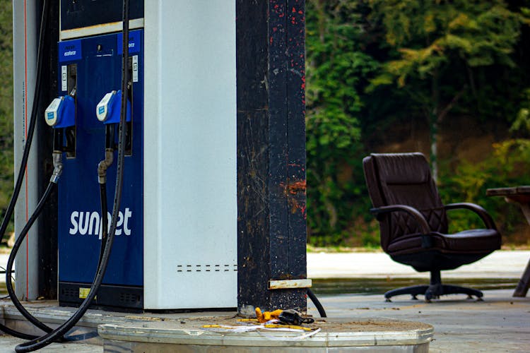 Close-up Of A Old Pump At The Gas Station