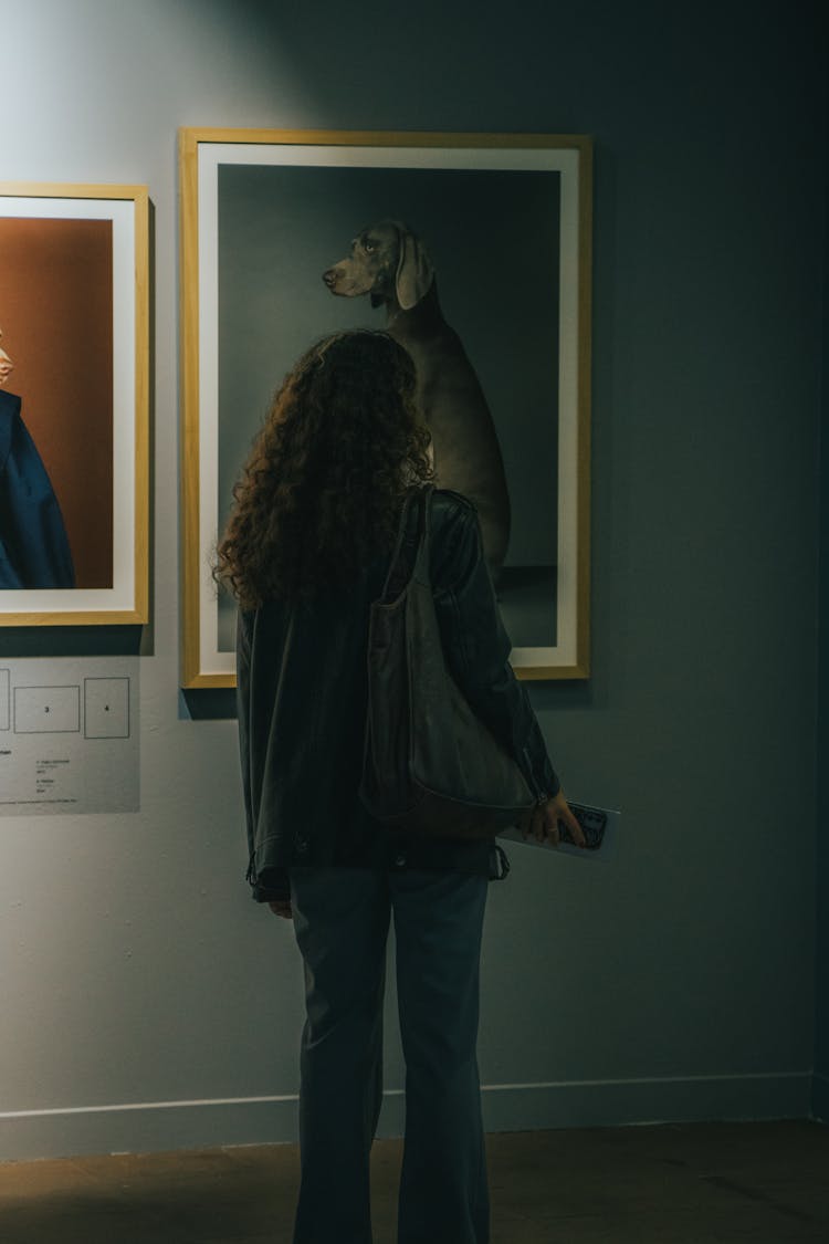 Back View Of A Woman Inside A Museum