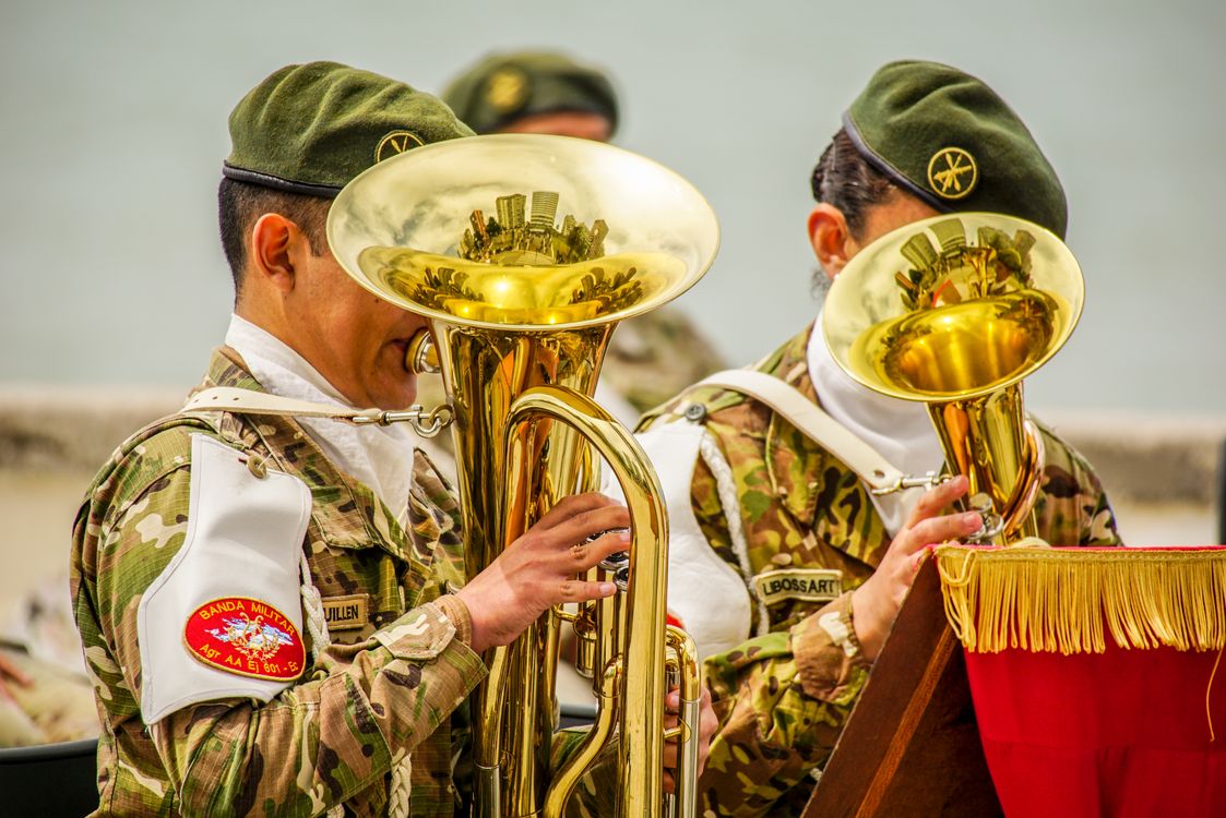 Officers Playing on Trombones · Free Stock Photo