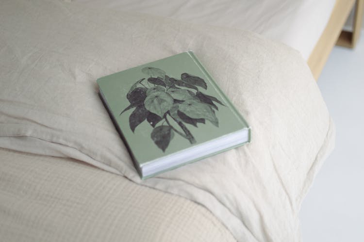 Green And Black Book On White Textile