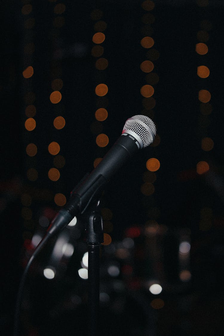 Black Microphone On Microphone Stand