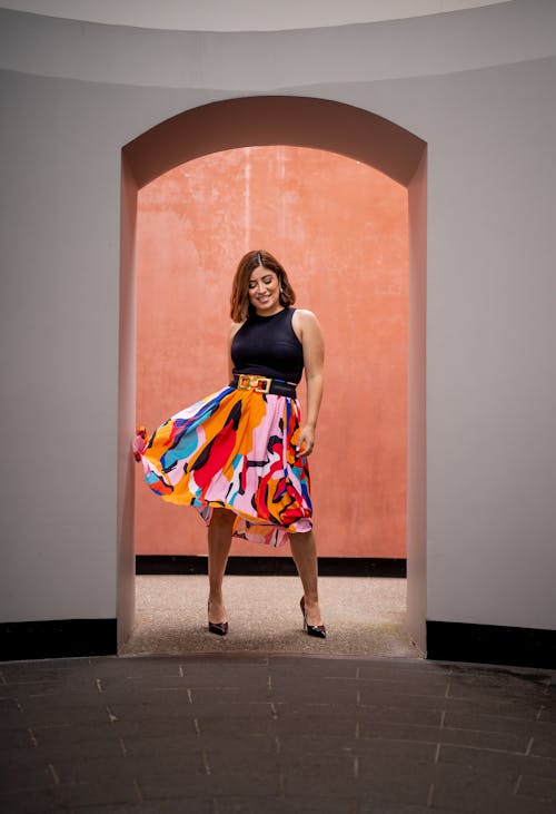 Free Portrait of a Female Fashion Model Posing in a Doorway Stock Photo