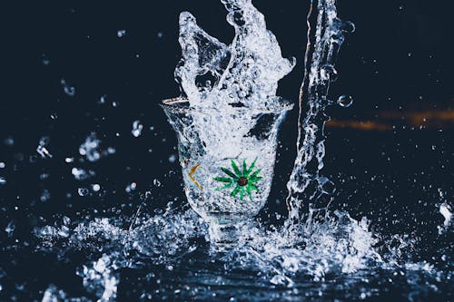 Free Water Splash on Clear Drinking Glass Stock Photo