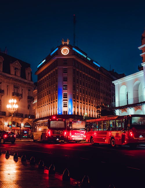 Metro Building in Buenos Aires at Night 