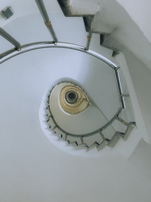 Spiral Staircase with Metal Railings