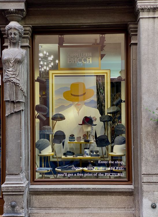 Hats on a Window Display in a Store · Free Stock Photo