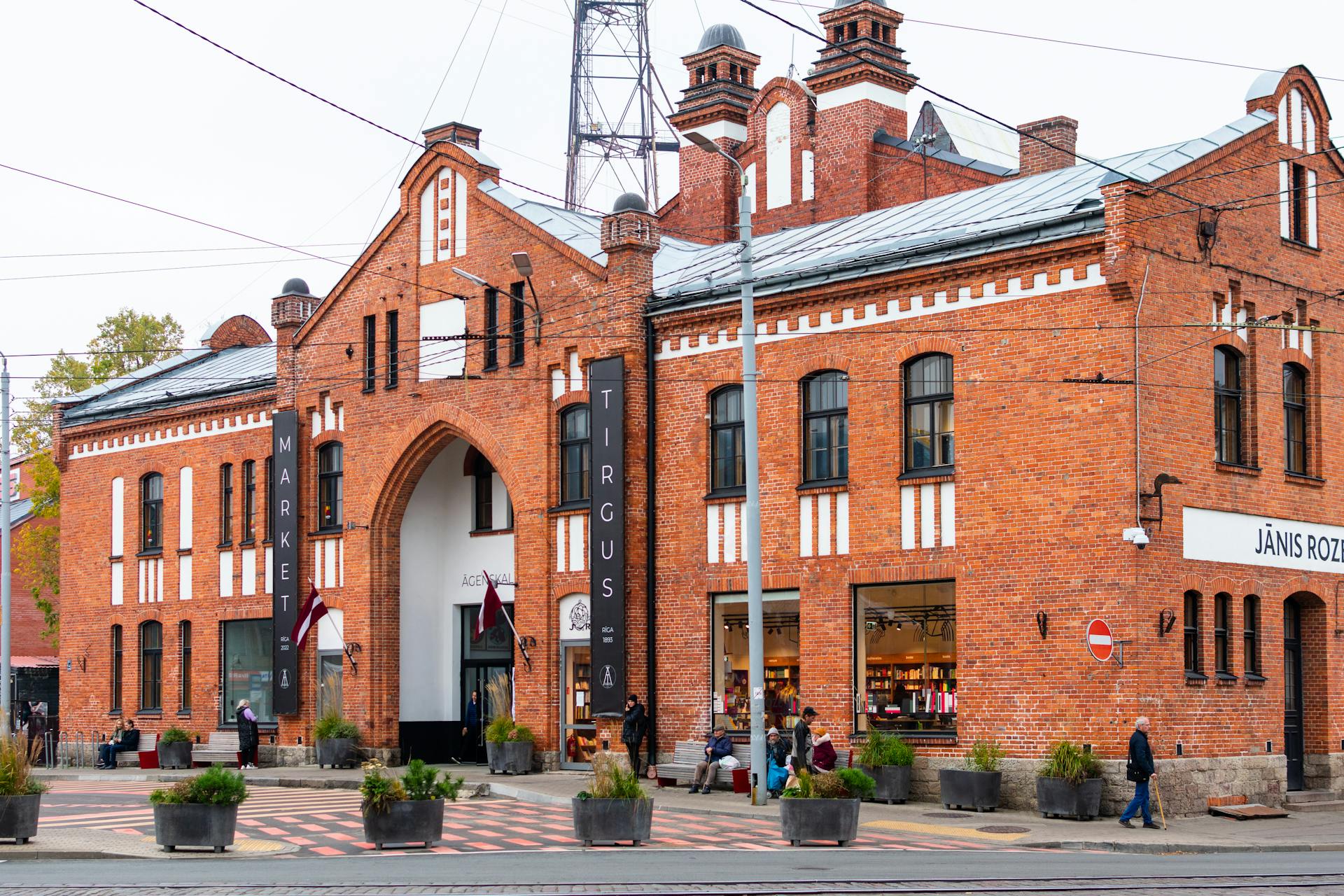 Explore the charming brick architecture of Āgenskalns Market in Riga, Latvia, showcasing its urban heritage.