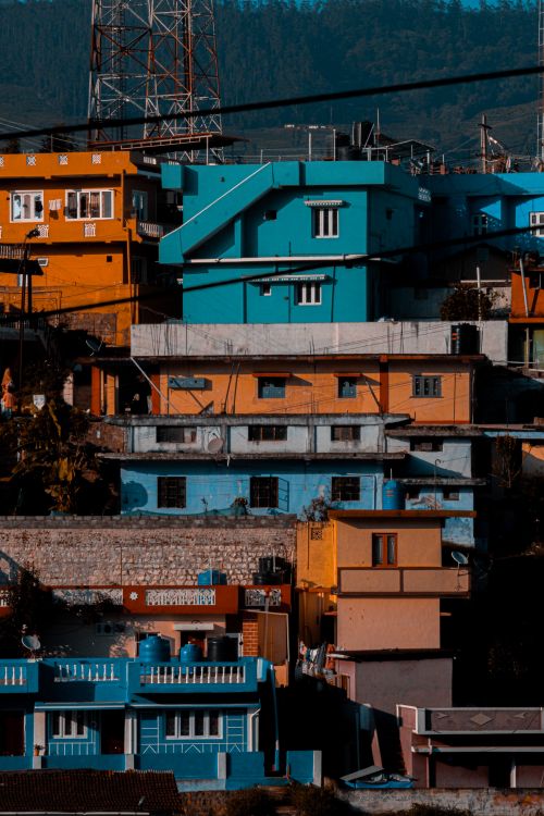 Free Vibrant residential architecture in the hills of Ooty, India. Stock Photo