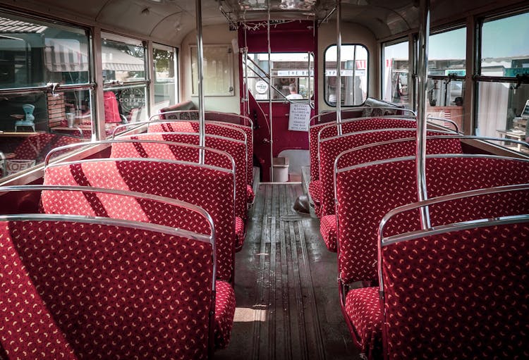 Red Seats Inside A Bus