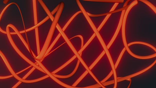 Vibrant abstract art with glowing red lines creating an intricate design on a dark backdrop.