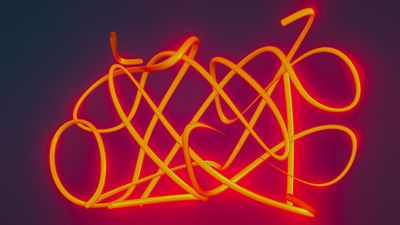 Abstract neon art display with glowing orange tubes against a dark bac — Photo by Steve A Johnson on Pexels