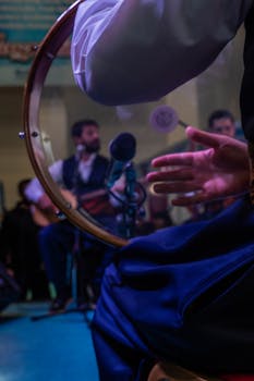 Capturing a vibrant live music performance with traditional instruments in Istanbul, Turkey.